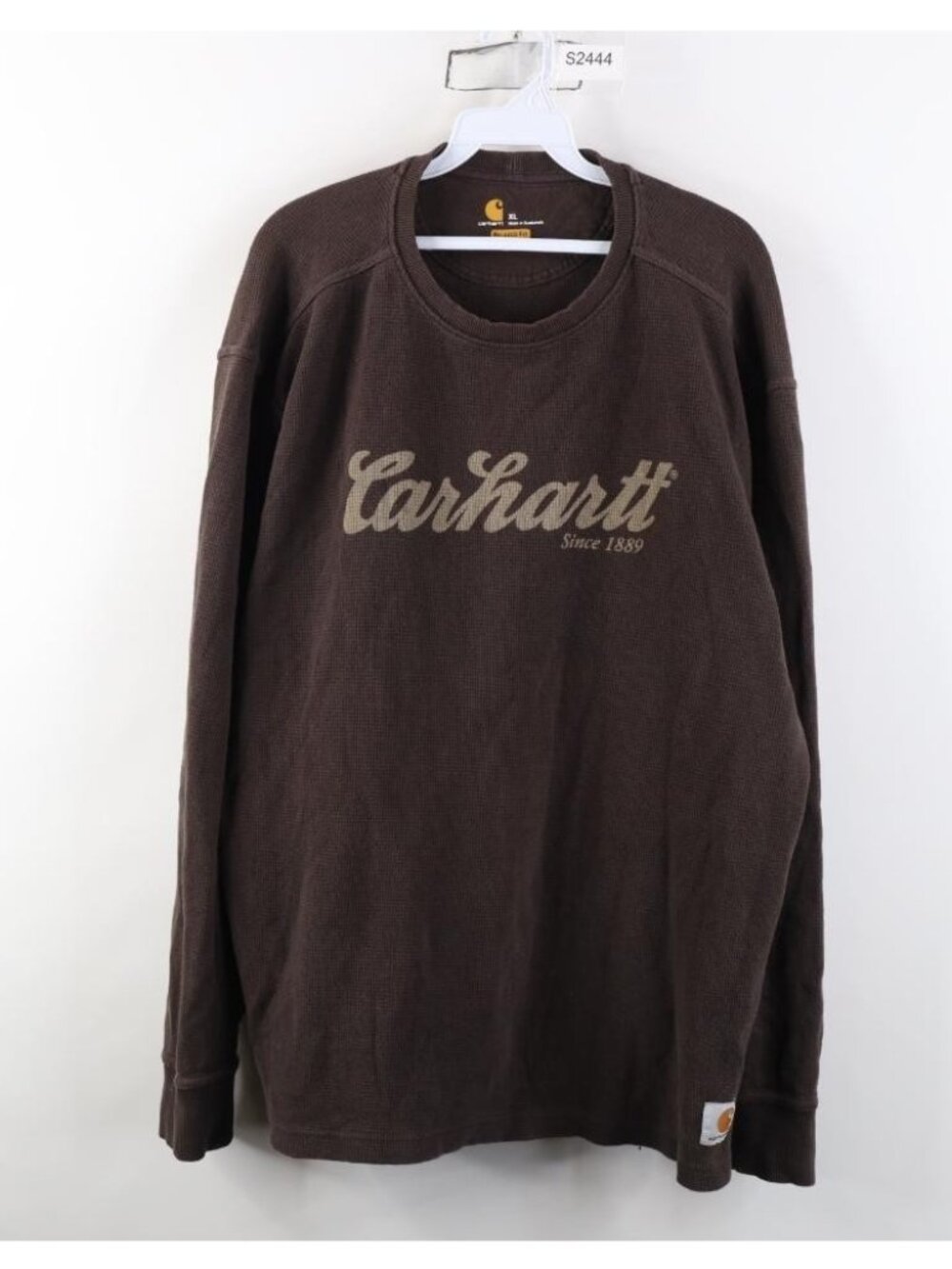 Vtg Y2K Carhartt Mens XL Faded Script Thermal Waffle Knit Long Sleeve T-Shirt